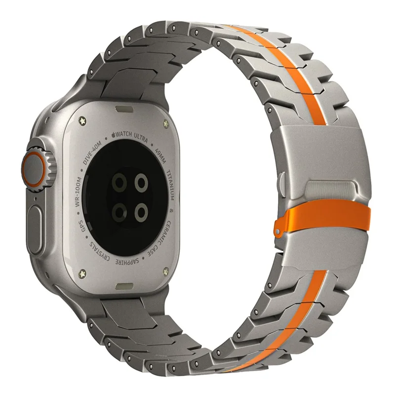 Per Apple Watch 10 46mm / Ultra 2 / Ultra 49mm / 9 8 7 45mm / SE (2023) SE (2022) SE 6 5 4 44mm / 3 2 1 42mm Cinturino per Orologio in Titanio - Titanio+Arancione