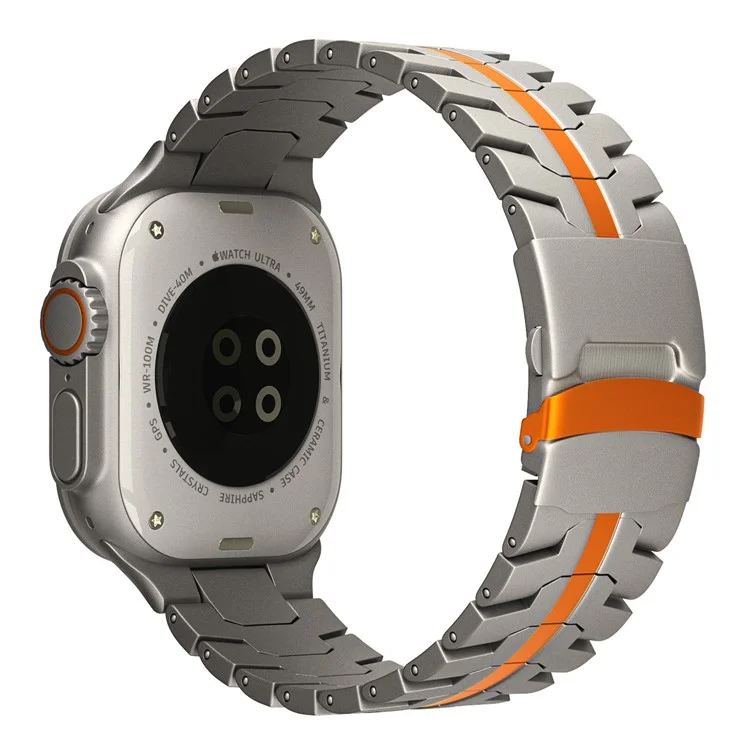 Pour Apple Watch Series 10 42mm / 9 8 7 41mm / SE (2023) SE (2022) SE 6 5 4 40mm / 3 2 1 38mm Bracelet de montre en titane - Titane + Orange