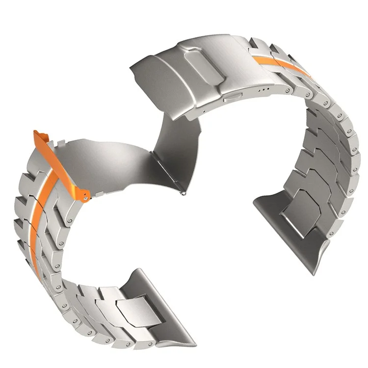 Pour Apple Watch Series 10 42mm / 9 8 7 41mm / SE (2023) SE (2022) SE 6 5 4 40mm / 3 2 1 38mm Bracelet de montre en titane - Titane + Orange