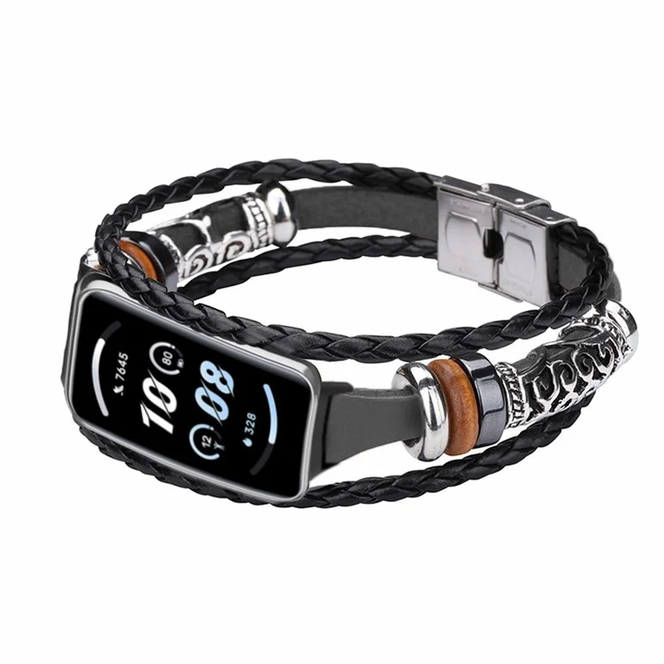 For Honor Band 9 Ersatzband Ethnischer Retro-Stil Uhrenarmband - Schwarz