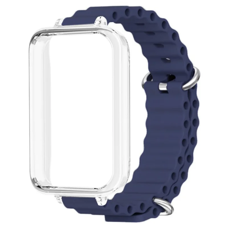 For Honor Band 9 Watch Band Ocean Silicone Strap with Transparent Case - Midnight Blue