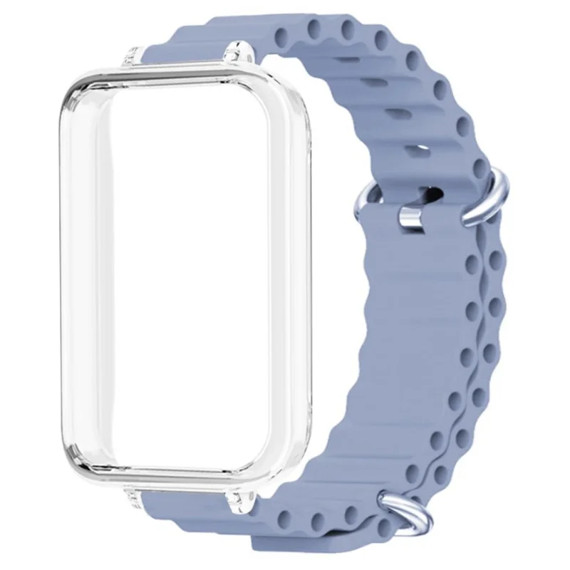 For Honor Band 9 Watch Band Ocean Silicone Strap with Transparent Case - Lavender Purple