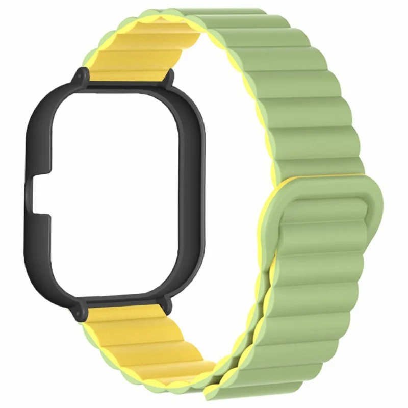 Para Xiaomi Redmi Watch 4 Silicone Watch Strap Dual Color Magnetic Band with PC Case - Ciano+Amarelo