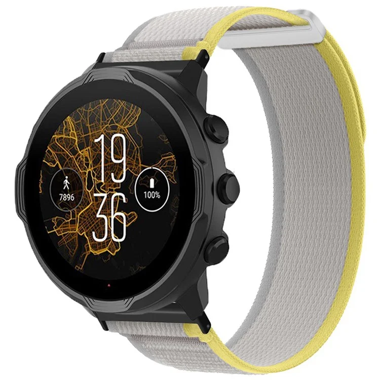 Para Suunto Spartan Sport Wrist HR Baro / Suunto 9 Nylon Watch Band 24mm Loop Fastener Strap - Bege