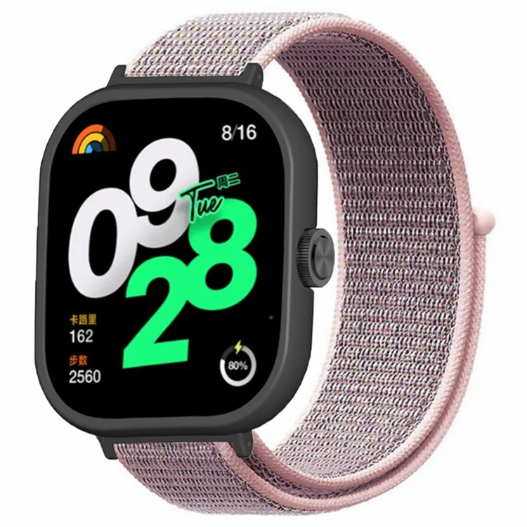 Para Xiaomi Redmi Watch 4 Correa de muñeca Nylon Loop Watch Band con Caja de reloj de PC negra - Rosa