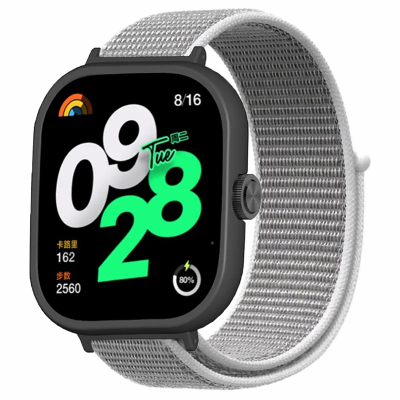 For Xiaomi Redmi Watch 4 Wrist Strap Nylon Loop Watch Band with Black PC Watch Case - Seashell