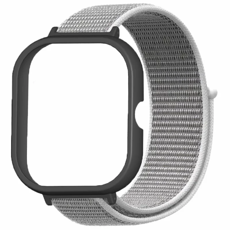 For Xiaomi Redmi Watch 4 Wrist Strap Nylon Loop Watch Band with Black PC Watch Case - Seashell