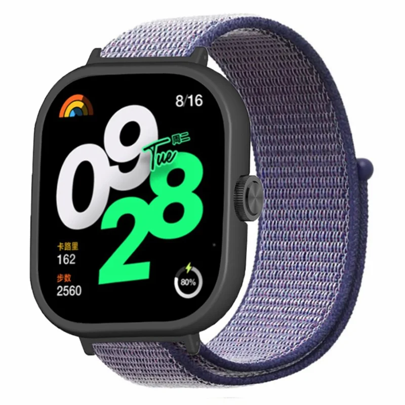 For Xiaomi Redmi Watch 4 Wrist Strap Nylon Loop Watch Band with Black PC Watch Case - Midnight Blue