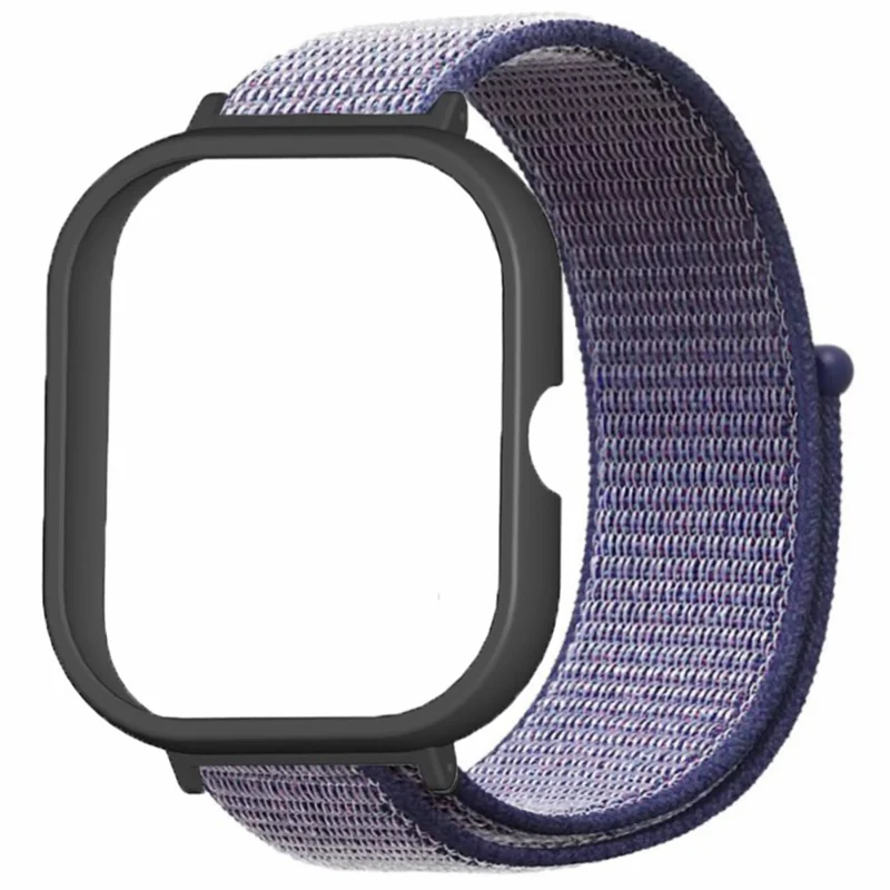For Xiaomi Redmi Watch 4 Wrist Strap Nylon Loop Watch Band with Black PC Watch Case - Midnight Blue