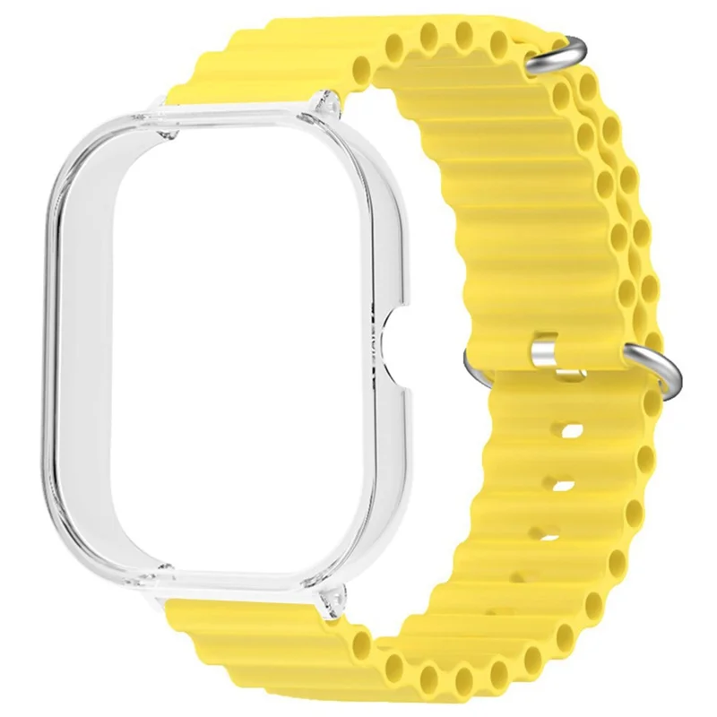 For Xiaomi Redmi Watch 4 Silicone Strap Ocean Sport Watch Band with Transparent Case - Yellow