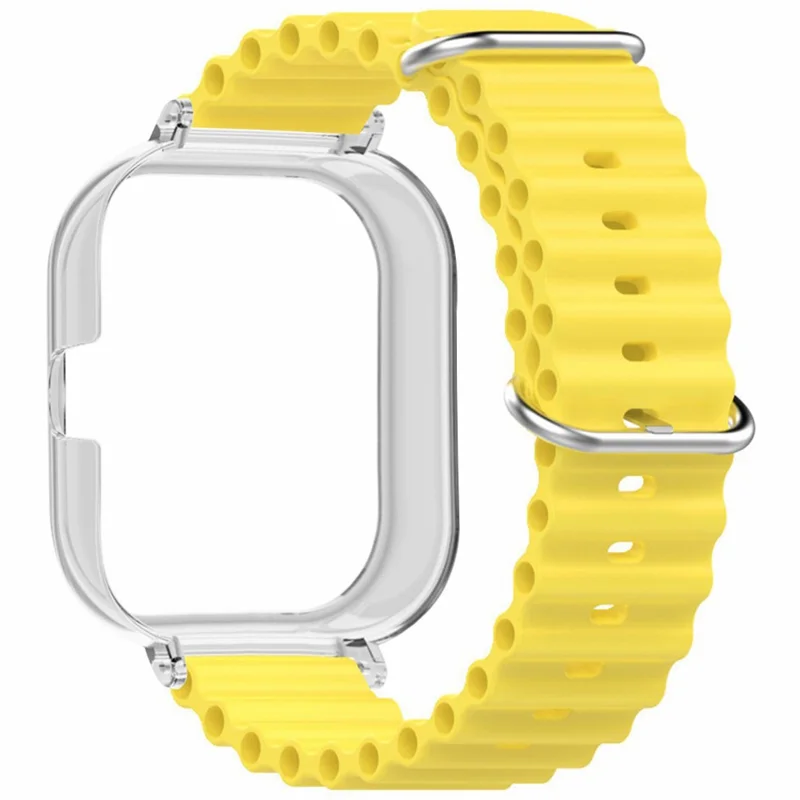 For Xiaomi Redmi Watch 4 Silicone Strap Ocean Sport Watch Band with Transparent Case - Yellow