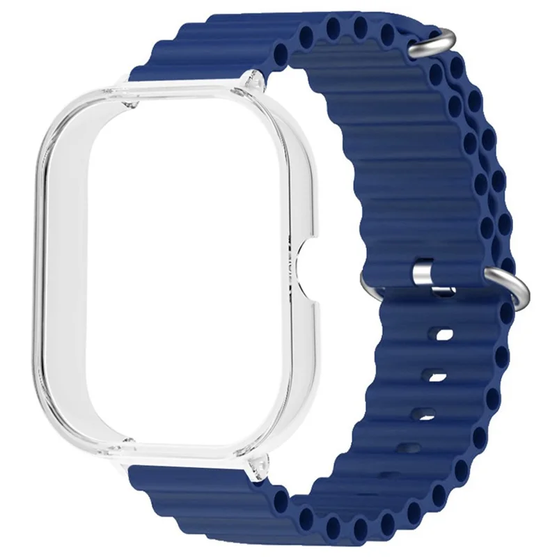 For Xiaomi Redmi Watch 4 Silicone Strap Ocean Sport Watch Band with Transparent Case - Midnight Blue