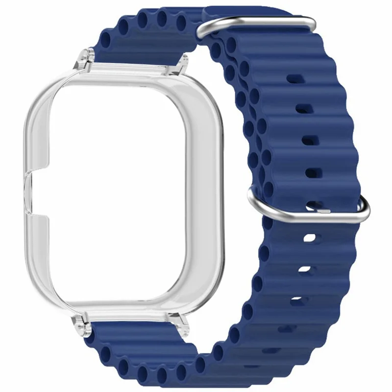 For Xiaomi Redmi Watch 4 Silicone Strap Ocean Sport Watch Band with Transparent Case - Midnight Blue