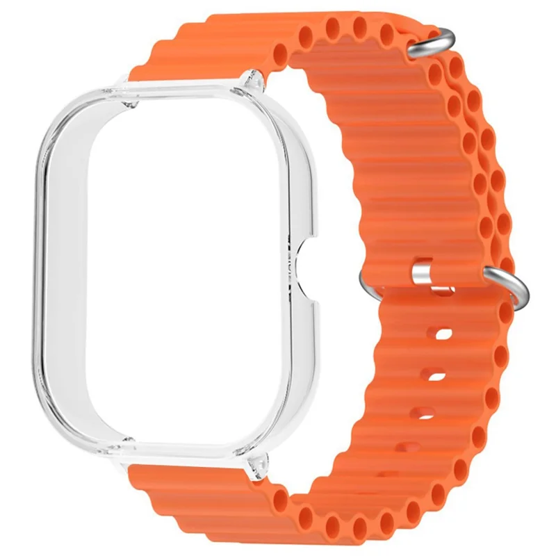 For Xiaomi Redmi Watch 4 Silicone Strap Ocean Sport Watch Band with Transparent Case - Orange