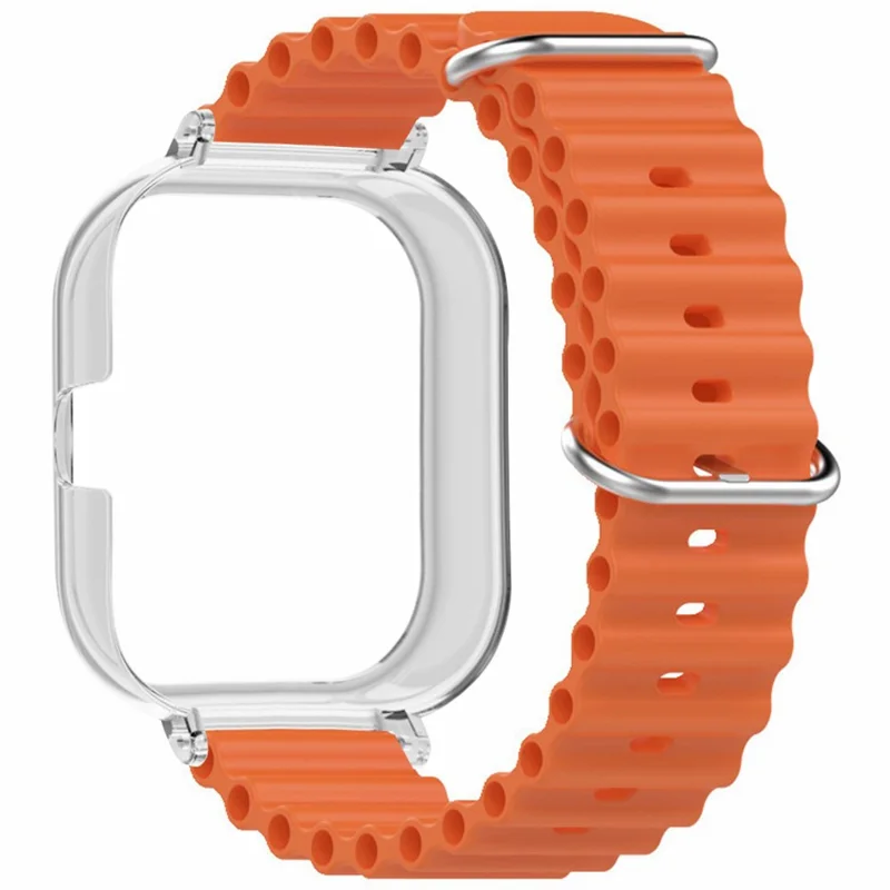 For Xiaomi Redmi Watch 4 Silicone Strap Ocean Sport Watch Band with Transparent Case - Orange
