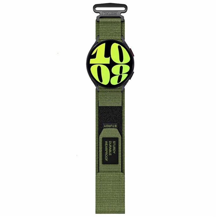 For Samsung Galaxy Watch6 / Watch 5 / Watch4 Nylon Watch Band 22mm Adjustable Wrist Strap - Army Green