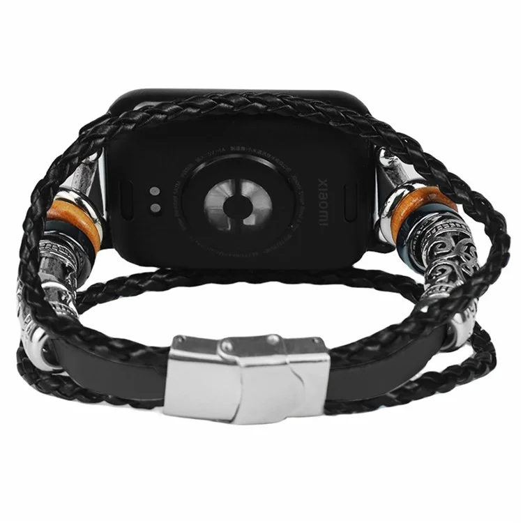 Für Huawei Watch Fit 3 Armband Vintage Ethnisches Lederarmband - Schwarz