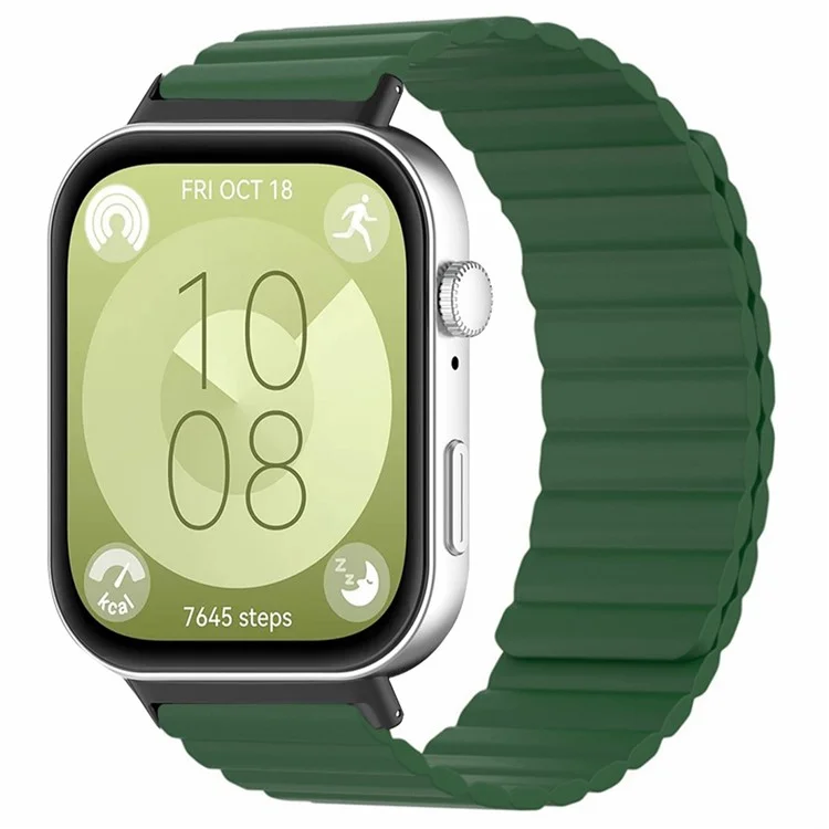 Für Huawei Watch Fit 3 Uhrenarmband Verstellbares Magnetisches Silikonarmband - Armeegrün