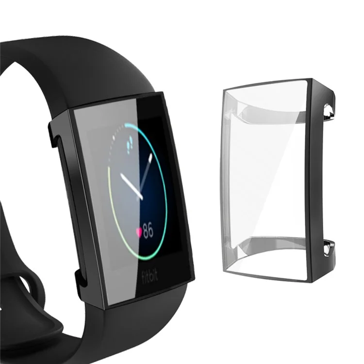 All-round Protective Electroplating TPU Watch Cover Casing for Fitbit Charge 4 - Black