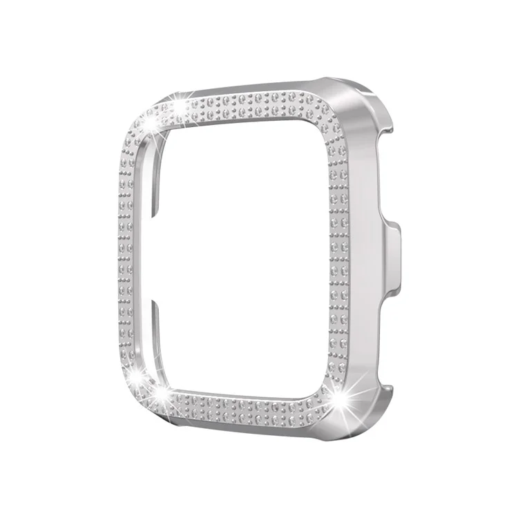 Double Row Rhinestone Decor PC Frame Bumper Protective Cover for Fitbit Versa - Silver