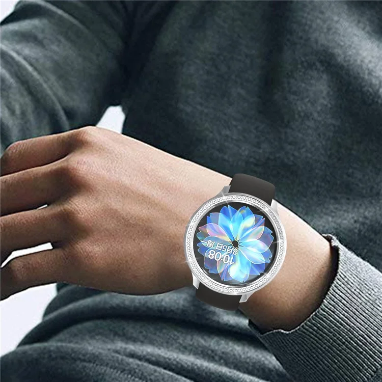 Rhinestone Decor All-around Protective Case für Samsung Galaxy Watch Active 2 44mm - Silber