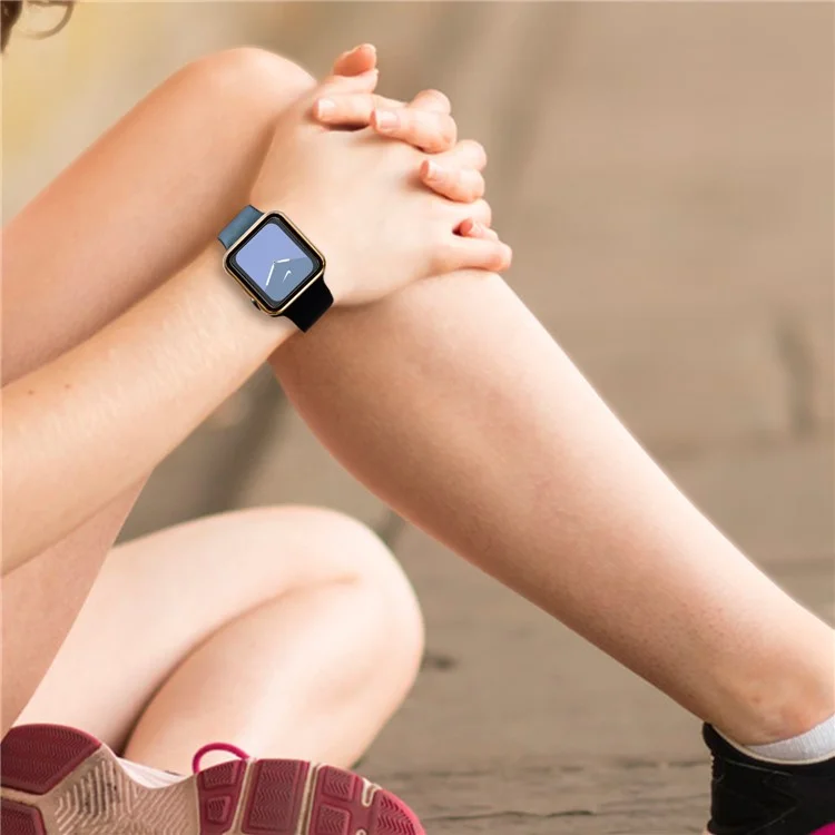 Plating Frame PC + Tempered Glass Watch Case for Apple Watch Series 3 / 2 / 1 38mm - Rose Gold