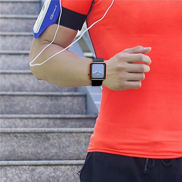 Plating Frame PC + Tempered Glass Watch Case for Apple Watch Series 3 / 2 / 1 38mm - Rose Gold