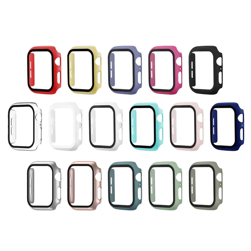 Plating Frame PC + Tempered Glass Watch Case for Apple Watch Series 3/2/1 42mm - Transparent
