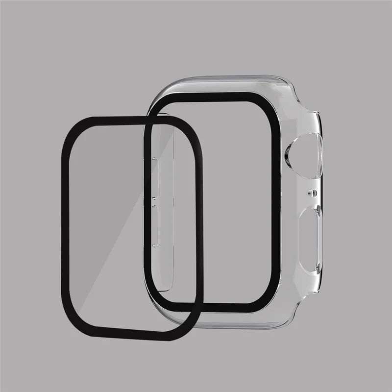 Plating Frame PC + Tempered Glass Watch Case for Apple Watch Series 3/2/1 42mm - Transparent