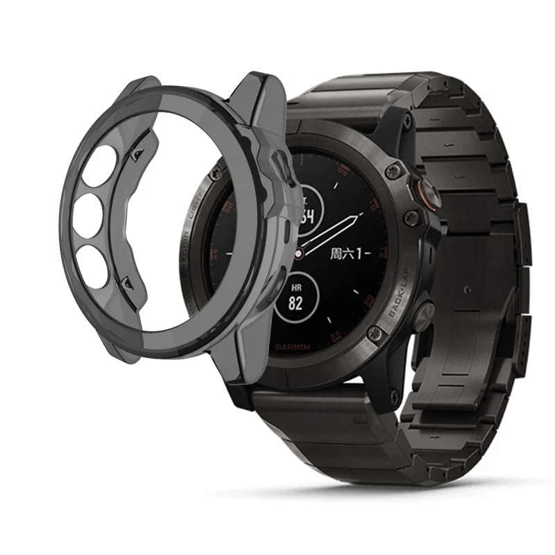 Clear Soft TPU Stylish Cover for Garmin Fenix 5 - Black