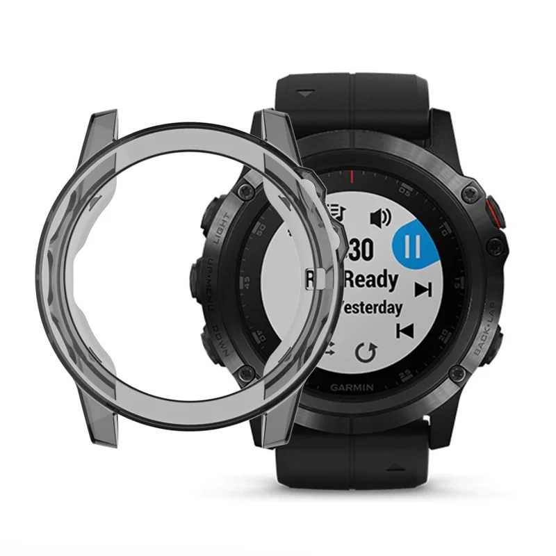 Clear Soft TPU Stylish Cover for Garmin Fenix 5 - Black