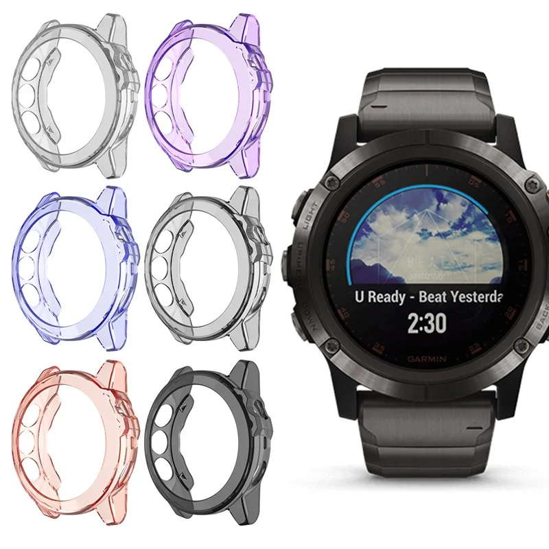 Clear Soft TPU Stylish Cover for Garmin Fenix 5 - Black