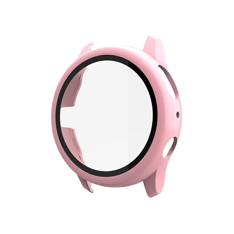 Gummierte PC -frame Mit Eingegrenztem Temperatur -glasschriftenschutz Für Smart Watch Cover Für Samsung Galaxy Watch Active2 44mm - Rosa