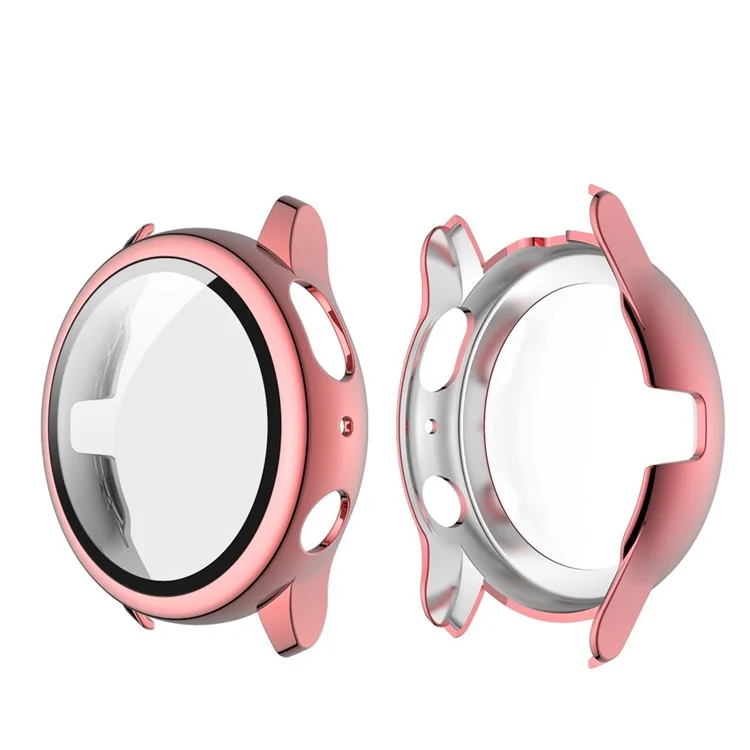Eletrodeposição de PC Frame + Par de Protetores de Tela de Vidro Temperado Capa para Samsung Galaxy Watch Active2 44mm - Rosa