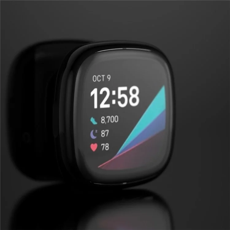 Case Protetora Eletroplatada de TPU Mole Para Fitbit Versa 3/Sense Anti-scratch Protection Full Protecting Watch Capa - Preto