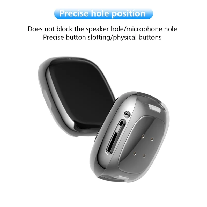 Soft TPU Electroplated Protective Case for Fitbit Versa 3/Sense Anti-scratch Full Protection Watch Cover - Silver