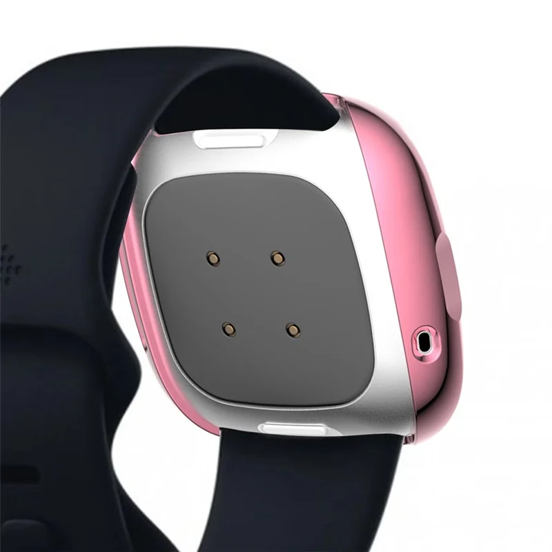 Zachte TPU-geëmailleerde beschermhoes voor Fitbit Versa 3/Sense, krasbestendige volledige bescherming horlogehoes - Roze