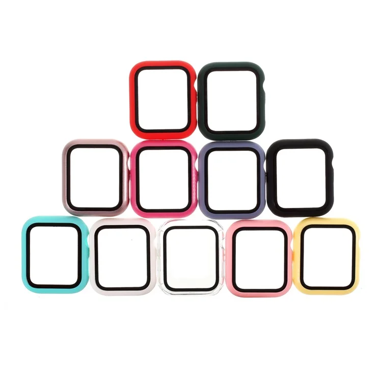 Capa protetora de PC resistente e de uso geral com protetor de tela integrado para Apple Watch Series 4 / 5 / 6 44mm / SE 44mm / SE (2022) 44mm - Preto