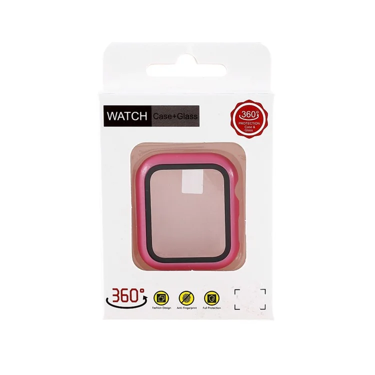 All Around Hard PC Protective Cover Built-in Screen Protector for Apple Watch Series 4 / 5 / 6 44mm / SE 44mm / SE (2022) 44mm - Pink