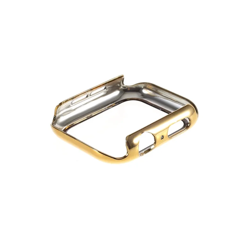Electroplated PC Frame + Tempered Glass Screen Protector Case for Apple Watch Series SE / SE (2022) / 6 / 5 / 4 44MM - Gold
