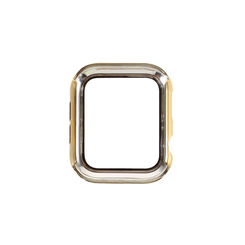 Electroplated PC Frame + Tempered Glass Screen Protector Case for Apple Watch Series SE / SE (2022) / 6 / 5 / 4 44MM - Gold