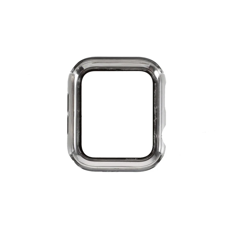 Electroplated PC Frame + Tempered Glass Screen Protector Case for Apple Watch Series SE / SE (2022) / 6 / 5 / 4 44MM - Silver