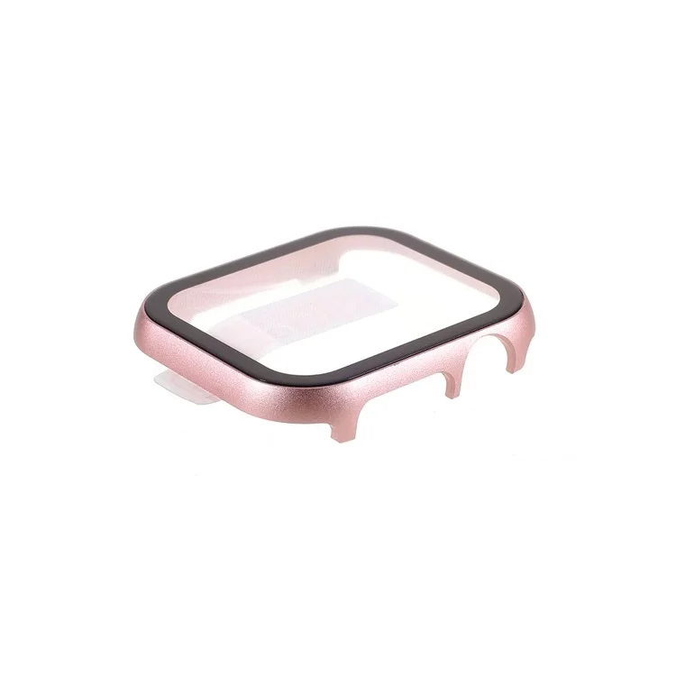 All-Wrapped Metal Watch Cover with Tempered Glass Screen Film for Apple Watch Series 3/2/1 38mm - Rose Gold