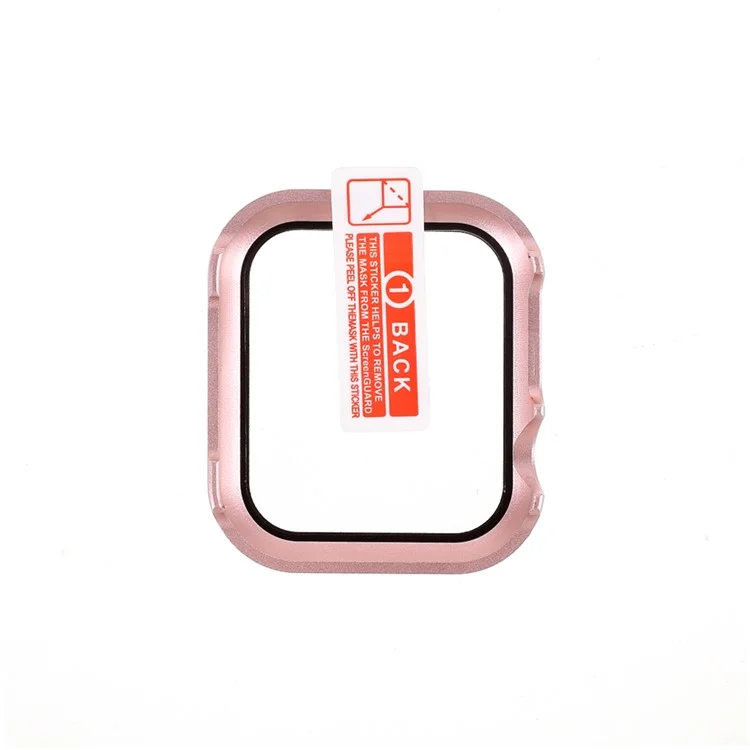 All-Wrapped Metal Watch Cover with Tempered Glass Screen Film for Apple Watch Series 3/2/1 38mm - Rose Gold