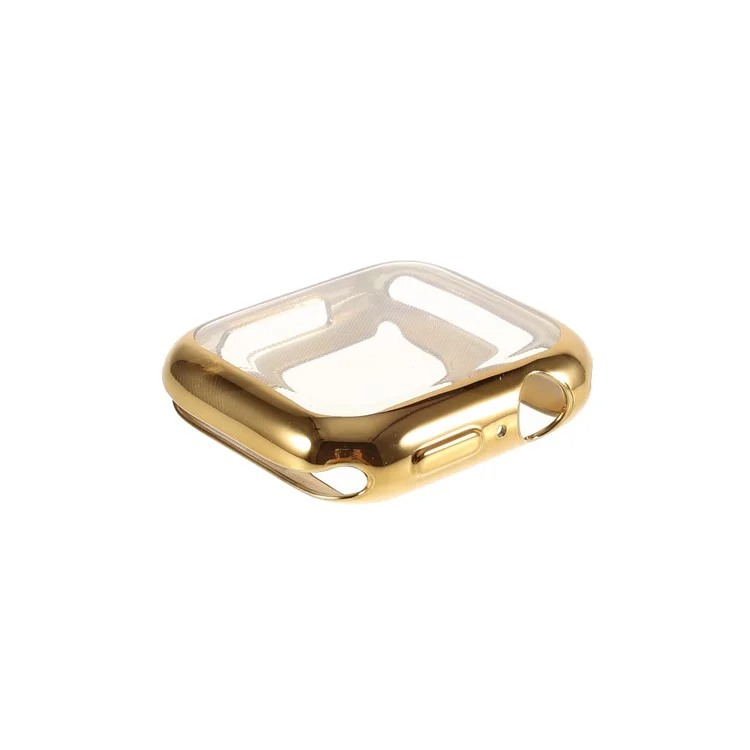 Cubierta de Reloj TPU de Electroplatación General + Protector de Pantalla de Vidrio Templado Para Apple Watch Series 4/5/6/SE 44 mm - Oro