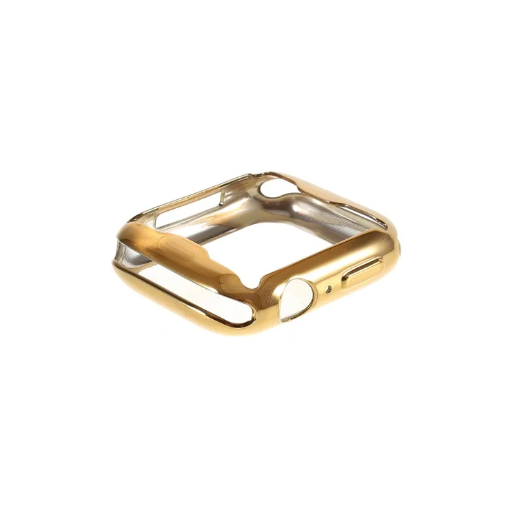 Cubierta de Reloj TPU de Electroplatación General + Protector de Pantalla de Vidrio Templado Para Apple Watch Series 4/5/6/SE 44 mm - Oro