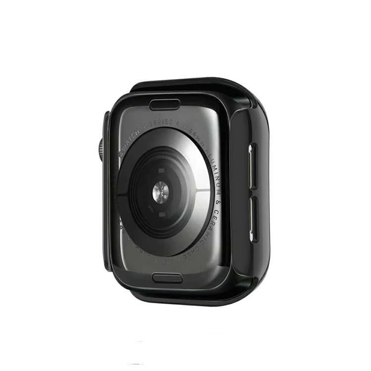 Étui de cadre PC décoré de strass pour Apple Watch Series 4 / 5 / 6 44mm / SE 44mm / SE (2022) 44mm avec protecteur d'écran en verre trempé - Noir