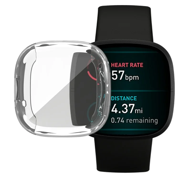 Étui tous usages pour Fitbit Sense/Versa 3 Étui de protection en TPU avec placage électrolytique - Transparent