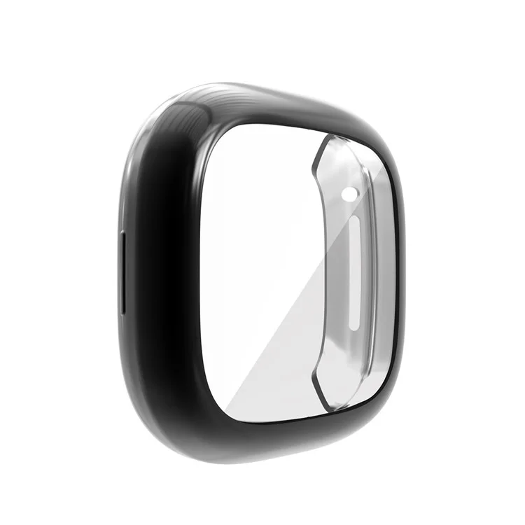 Hat Prince Eletroplating TPU Protetive Watch Capa Para Fitbit Versa 3 / Senso de Fitbit - Preto