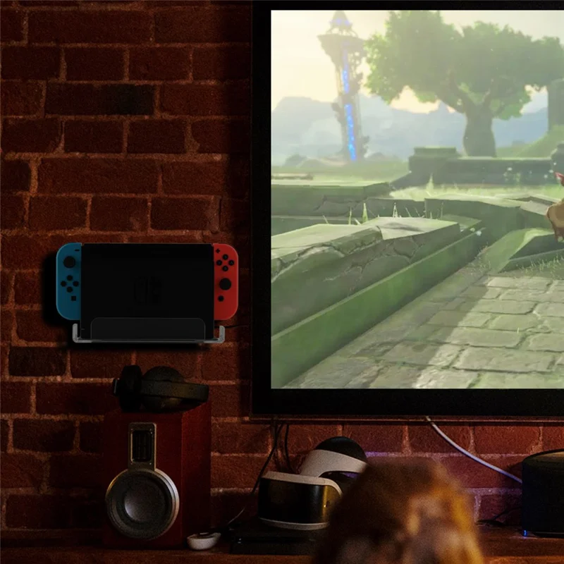 Floating Wall Shelf Wall Mount Acrylic Holder for Nintendo Switch Dock - Transparent